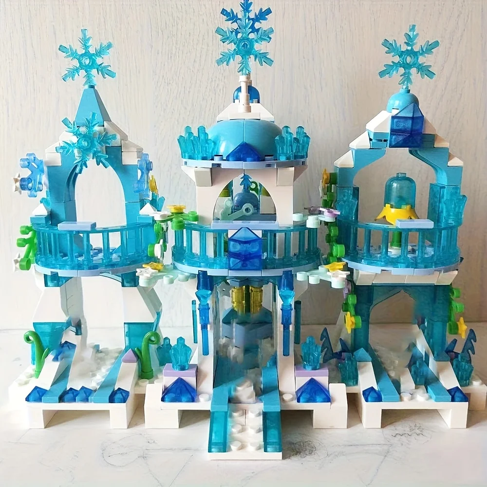 Amigos princesa luxo castelos de gelo blocos de construção playground casa filmes tijolos figuras clássicas conjunto brinquedo para meninas presente diy