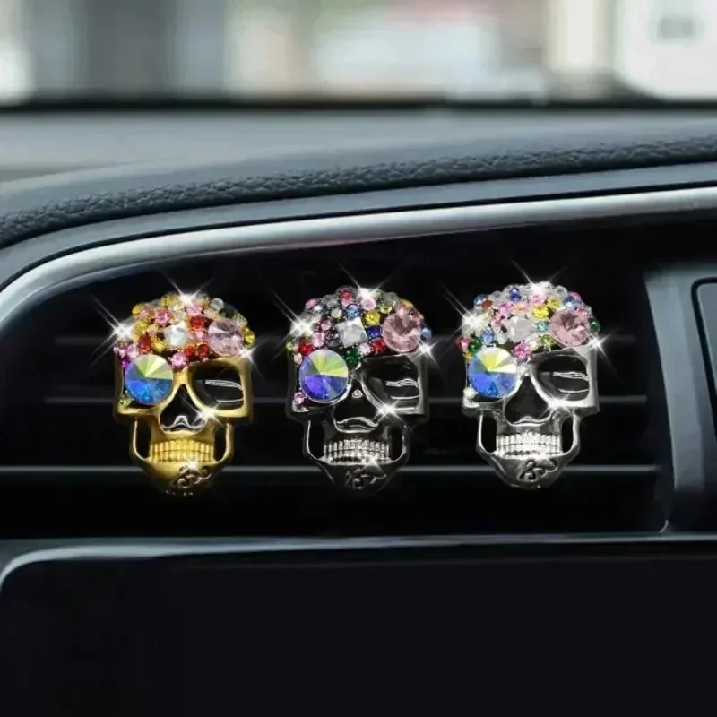 Ghost Head Car Vent Clip Skull Air Outlet Freshener Perfume ClipHalloween Pendant Ornaments Decor