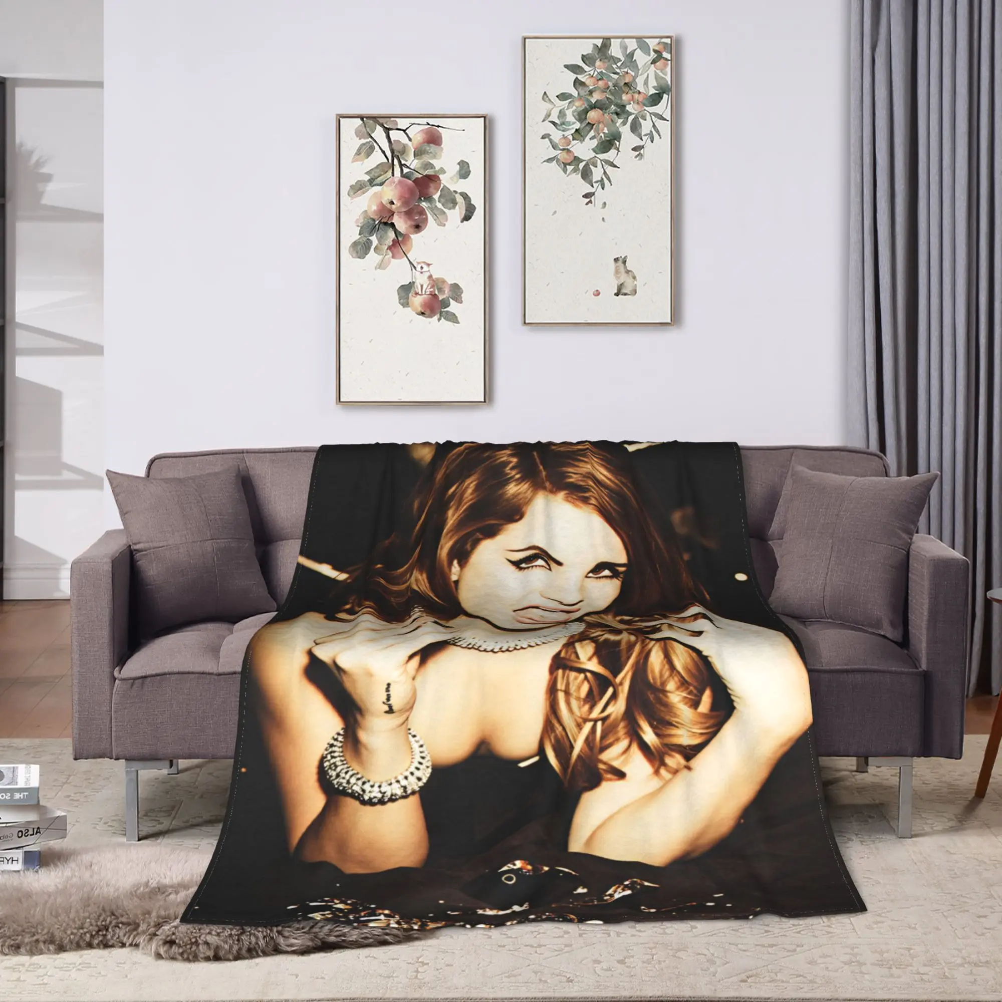 Hot Singer Lana Del Rey Soft Warm Blanket  Children Plush Throw Blanket Funny Bedroom Flannel Bedspread Sofa Bed Cover