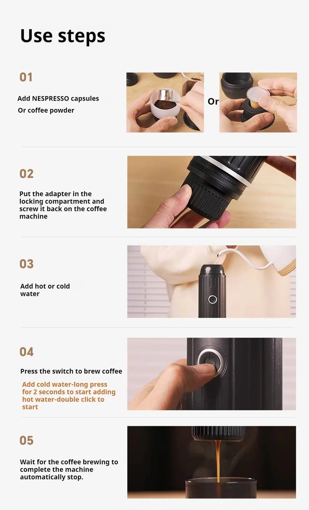 Customizable logo Wireless Charging Portable Espresso Coffee Maker Electric Expresso Self Heating Machine