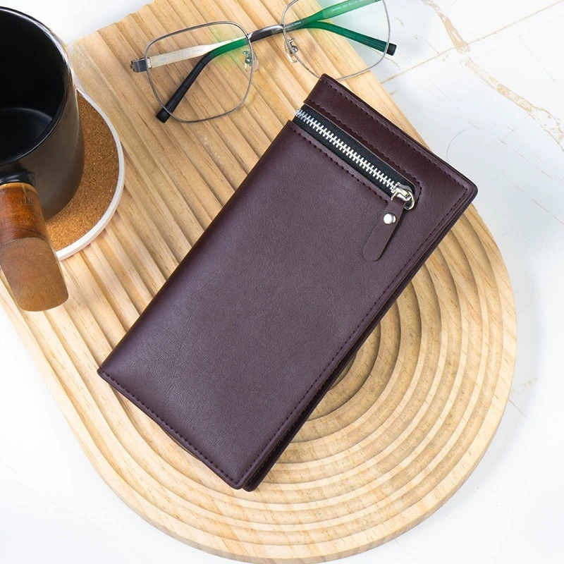 Men's Wallet Long, Large Capacity, Multifunctional Card Bag, ID Bag, Zipper Fashion Business Suit Bag