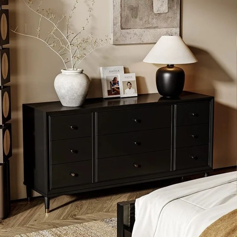 

wood nine-chest cabinet, bedroom, bedside storage cabinet, French retro living room, entrance, locker against the wall