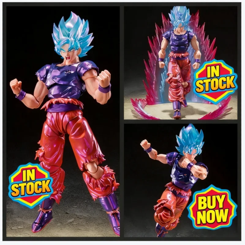 

В наличии! Горячая новинка! 17-сантиметровая аниме-фигурка Dragon Ball Z SHF Kaiouken Blue Son Goku, подвижная коллекционная игрушка.