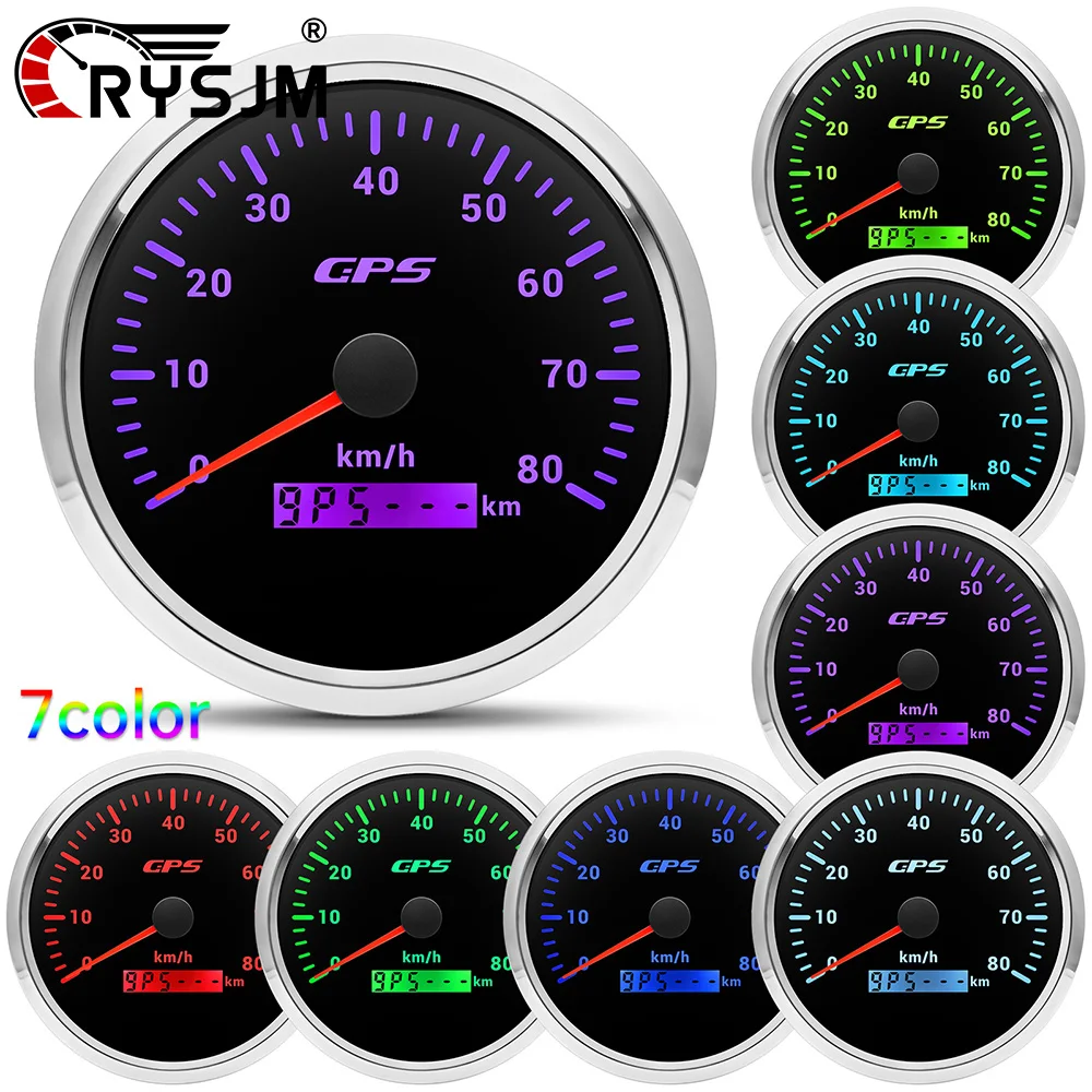 

7-цветная подсветка, 110 мм, GPS-спидометр, одометр, датчик скорости с антенной для 12V/24V, для морских судов, автомобилей, водонепроницаемый индикатор скорости