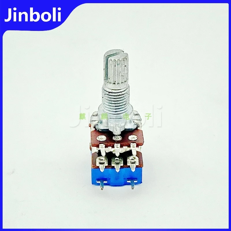 2PCS R12 Type Double Potentiometer With Switch B20K Computer Speaker Volume Switch Potentiometer 15mm Axis Length