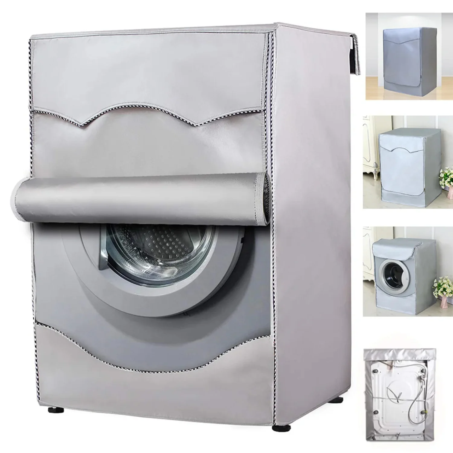 

Polyester Washing Machine Cover - Waterproof Front Load Dryer Cover with Sunscreen Silver Coating - Dustproof Protection for Lau