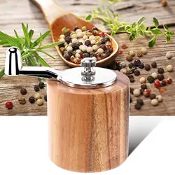 Salt and Pepper Mill, Hand Crank Wood Pepper Grinder Salt Shaker with Classic Handle and Adjustable Ceramic Rotor