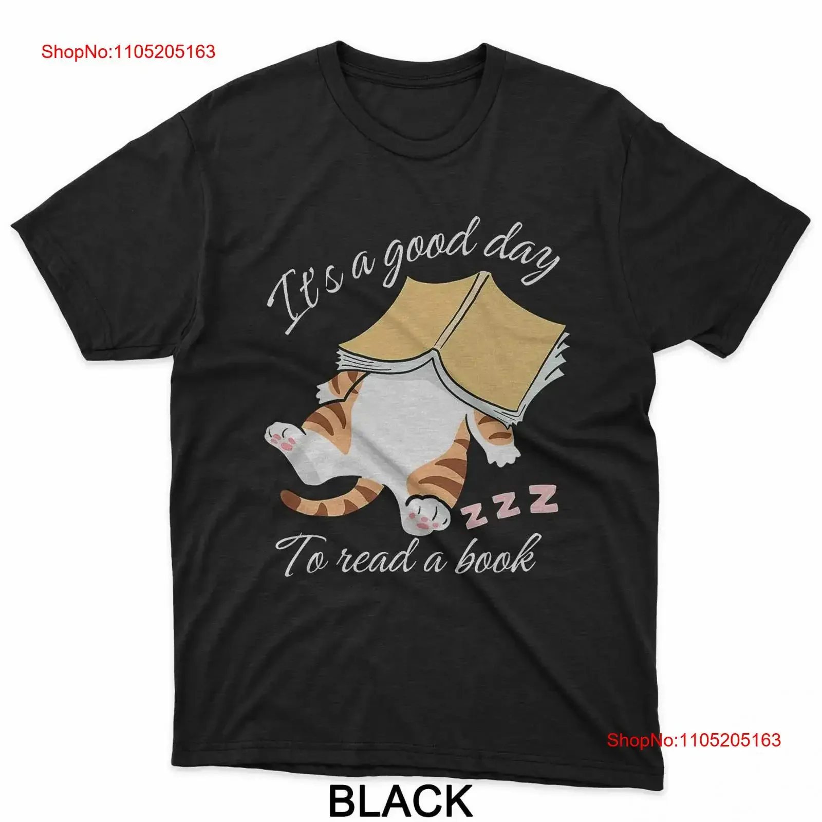 

It s a Good Day to Read Book Funny Sleeping Cat Lover T Shirt vintage Washed Top For Everyday Wear designer clothes Slightly