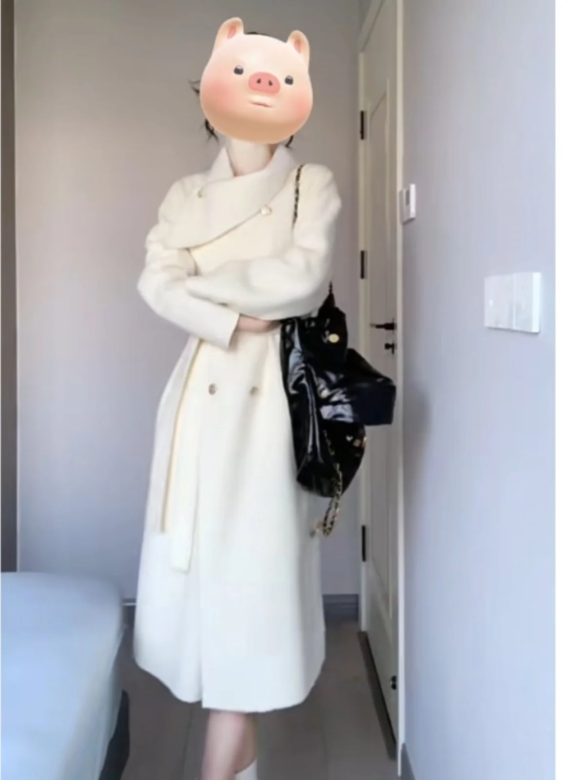 Korean Sle Double-Faced Woolen Long Coat Faionable Slimming Women's Outerwear Autumn Winter High-End Sensation Beautiful