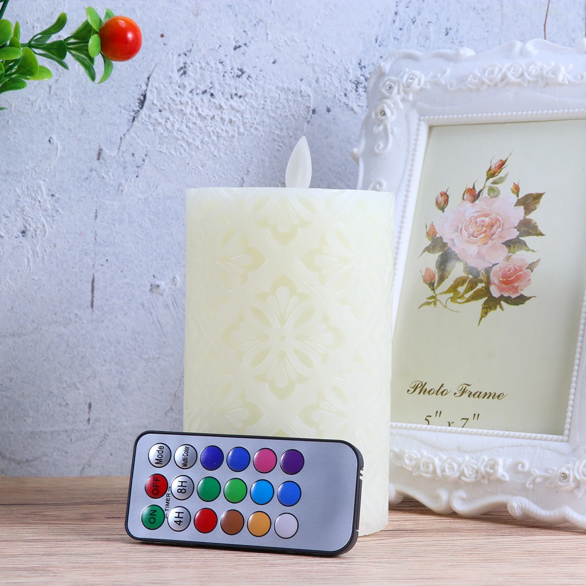 

Flameless Led Electronic Lights Flickering Electric Taper Candles Hollow Flower Pattern Eco-Friendly Festival Party