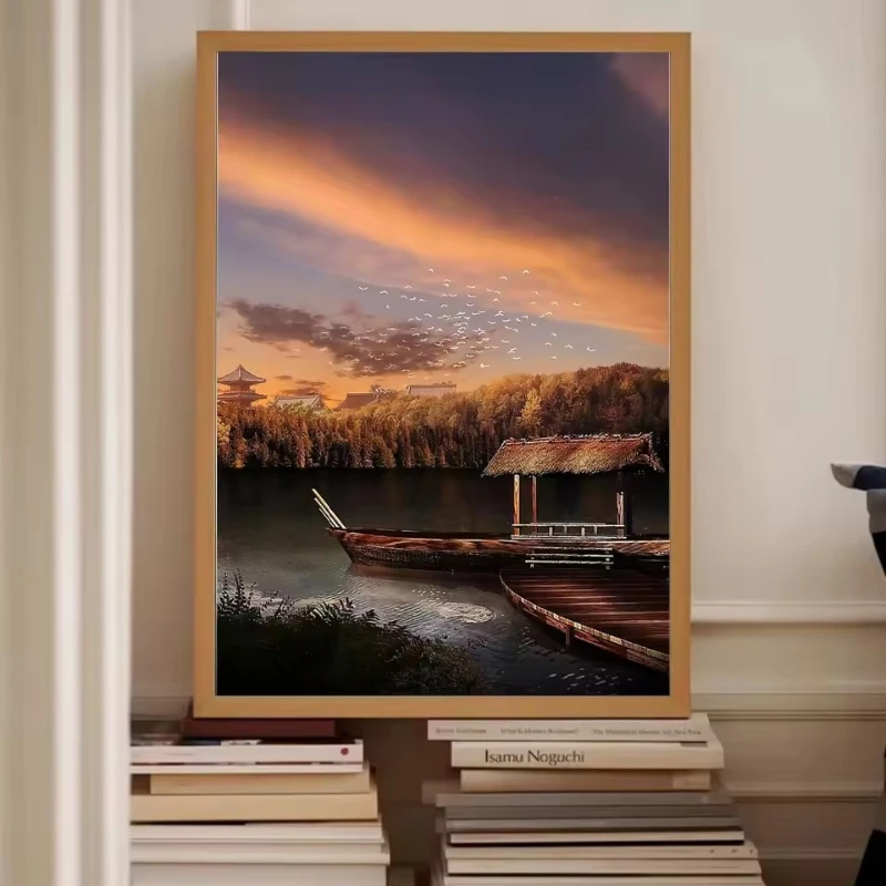 Lienzo japonés Zen para jardín, arte de pared, paisaje tranquilo, cascada, naturaleza, decoración del hogar, impresión grande
