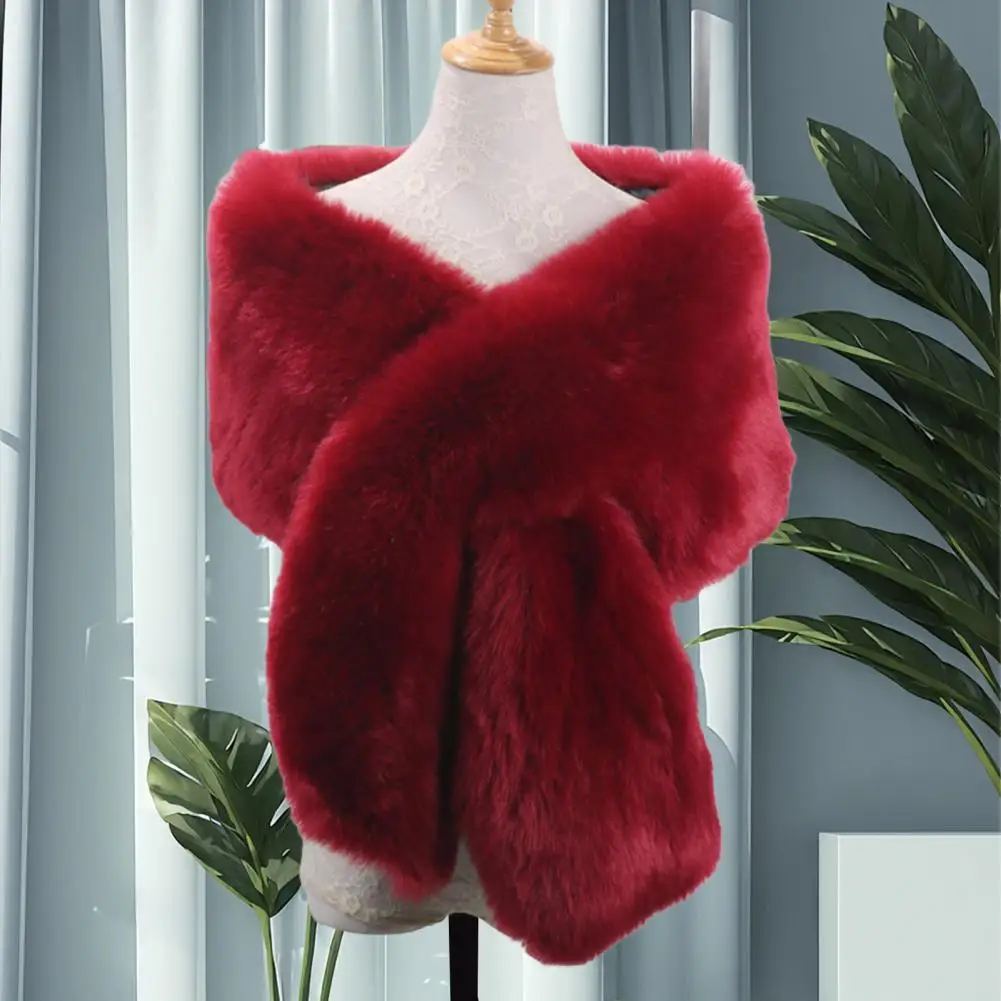 

Versatile Shawl Luxurious Imitation Fur Shawl for Women Solid Wrap Thickened Faux Fur Scarf Elegant Evening Dress Accessory Cozy