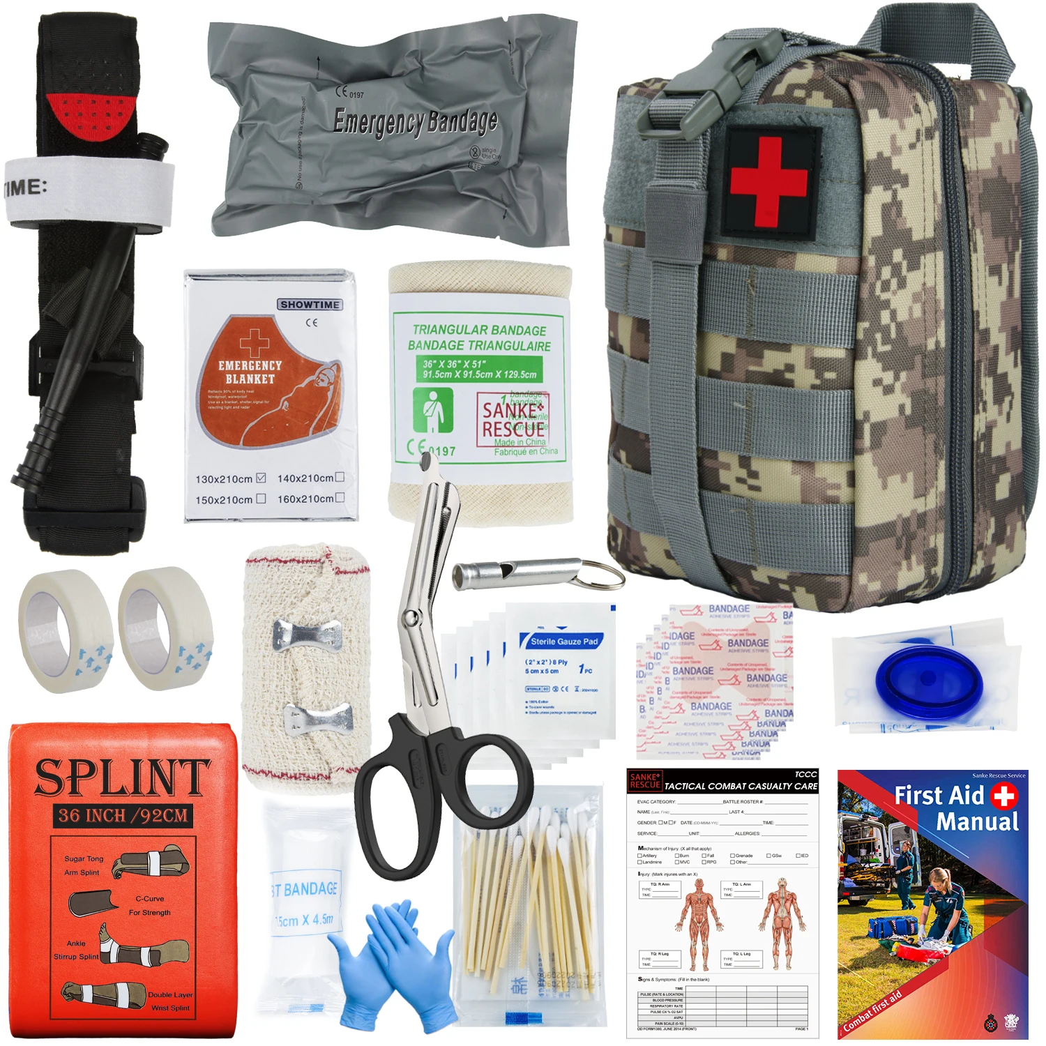 Erste-Hilfe-Überlebenskit Taktische IFAK-Tasche Komplettes Set Molle Camping-Kit mit 18 EMT-Tourniquet-Artikeln Notfall-Outdoor-Set – Detail 18