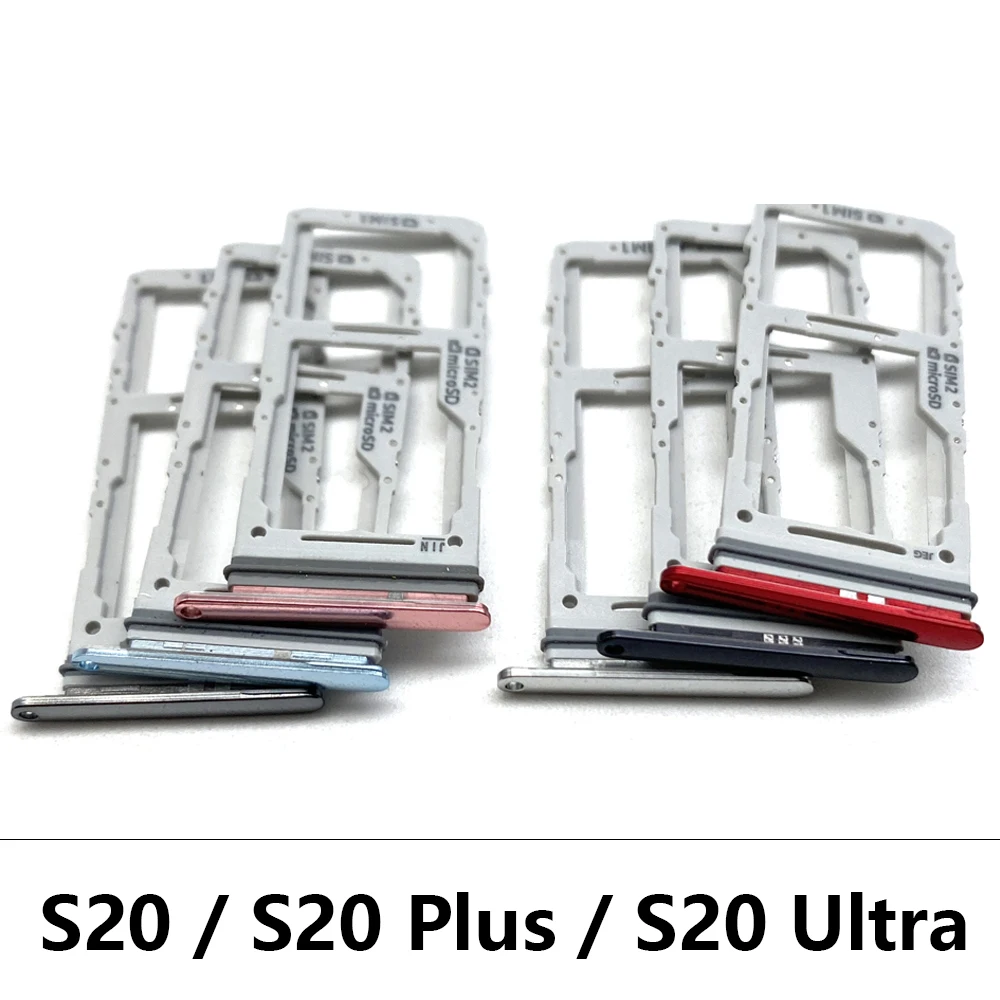 New Single Dual SIM Card Tray For Samsung S20 Plus Ultra Sim Slot Holder Replacement Parts Black / Blue / Grey