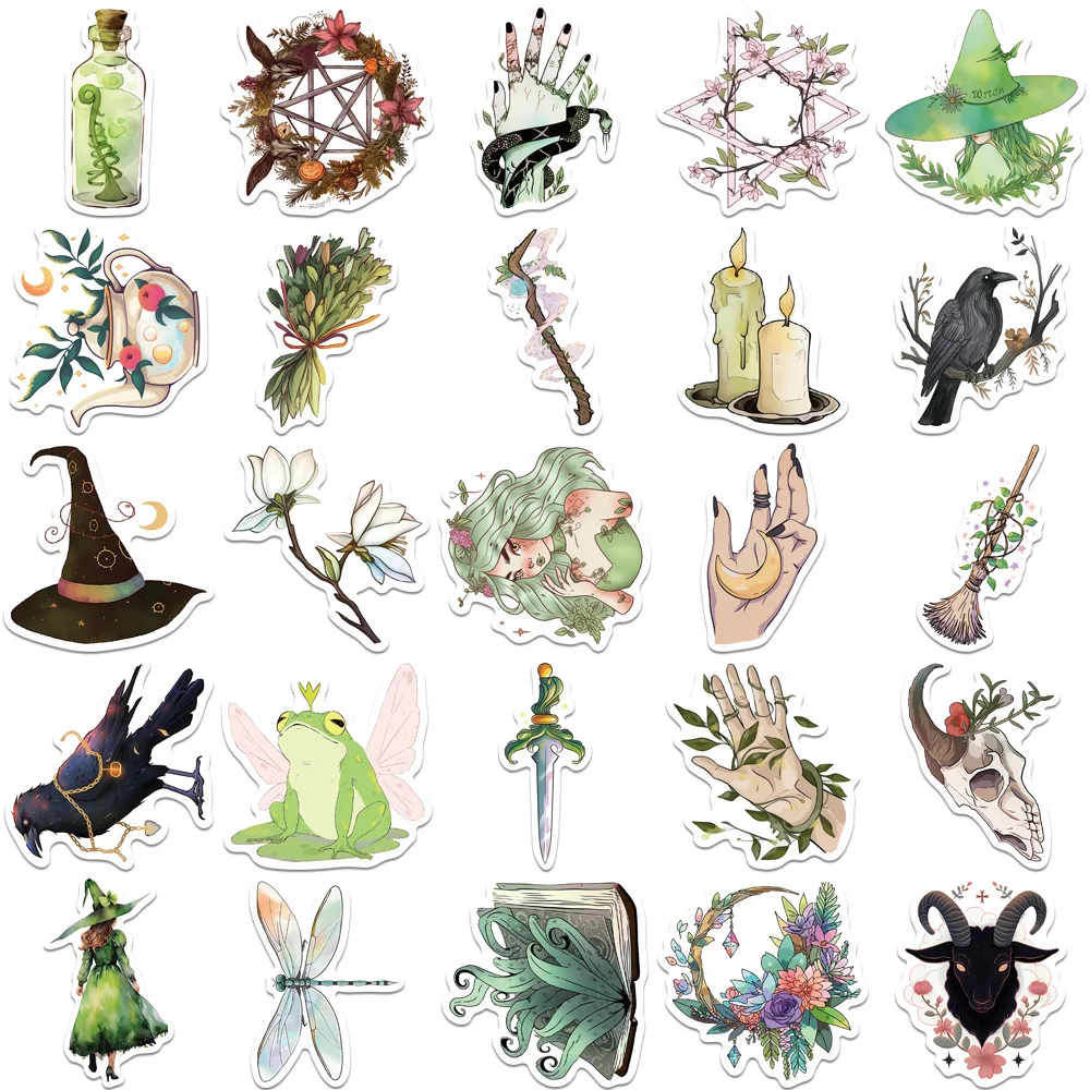 10/30/50PCS New Forest Witch Sticker Cartoon Stationery Sticker iPad Computer Luggage DIY Helmet Guitar Wall Sticker Decoration