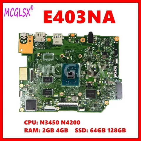 Asus E403NA E403N E403 노트북 마더보드(N3450 N4200 CPU 2GB/4GB-RAM 32GB/64GB/128GB-SSD)용 E403NA 노트북 메인보드 1 마더보드