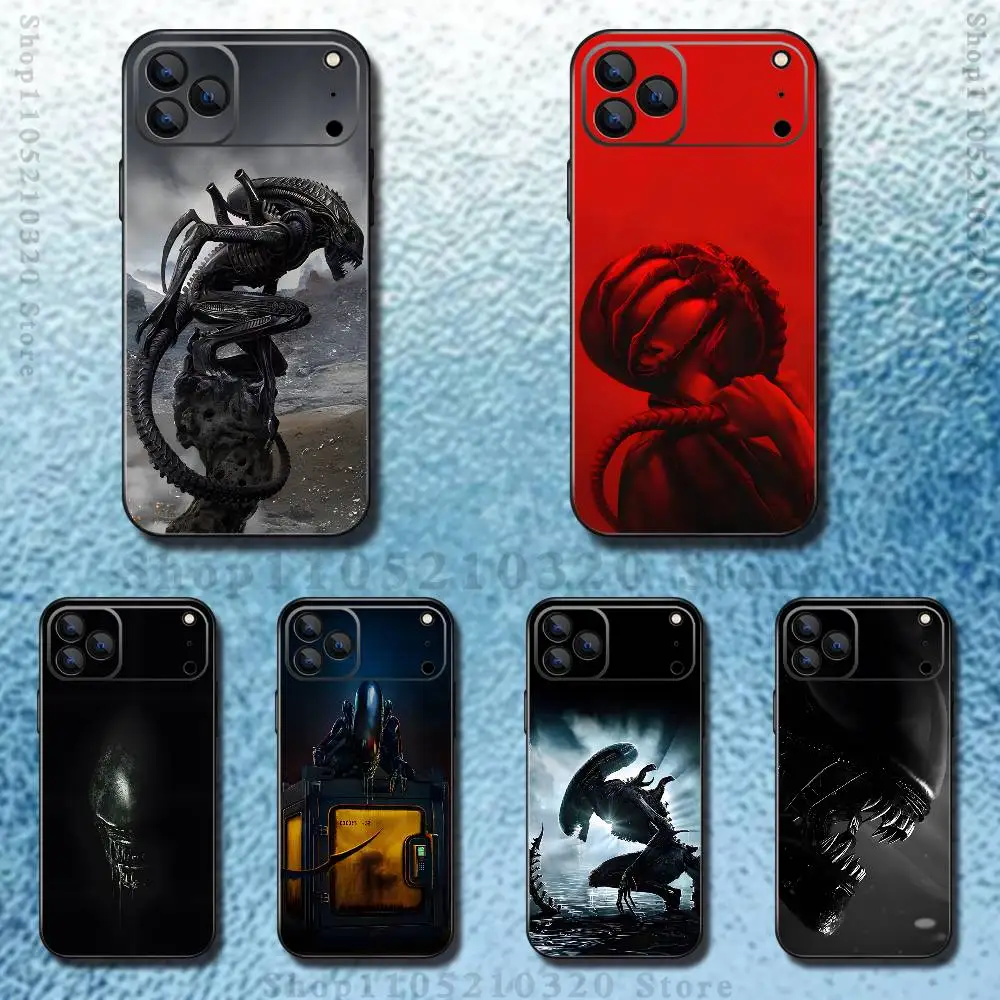 

A-Alien R-Romulus Phone Case For iPhone 17,16,15,14,13,12,11,Pro,Max,Plus,E,SE4,Air,Mini Black Soft Funda