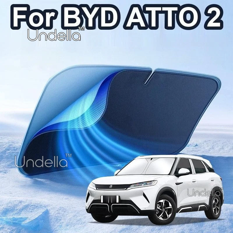For BYD ATTO 2 2026 2027 2025 Foldable Car Sun Visor Front Windshield Sunshade Heat Insulation Cover Anti-UV Interior Accessorie