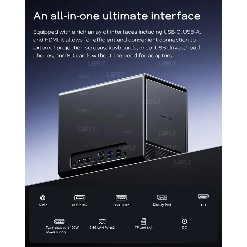 كمبيوتر AOOSTAR WTR PRO Mini مع 4 NAS bays AMD Ryzen 7 5825u 4C/4T، حتى 3.60 جيجا هرتز، يدعم محركات الأقراص الصلبة 2.5/3.5 بوصة * 4، NVME SSD * 1