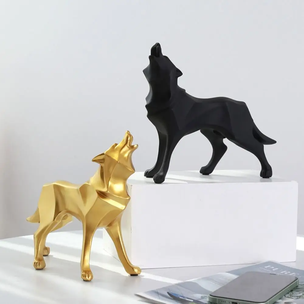 Car Dashboard Figurine Kawaii Nordic Wolf Desktop Figurine Mini Cartoon Geometry Animal Sculpture Creative Cute Animal Bedroom