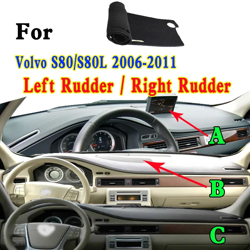 

For Volvo S80 S80L Mk2 V70 XC70 2006-11 Car-Styling Dashmat Dashboard Cover Instrument Panel Insulation Sunscreen Protective Pad