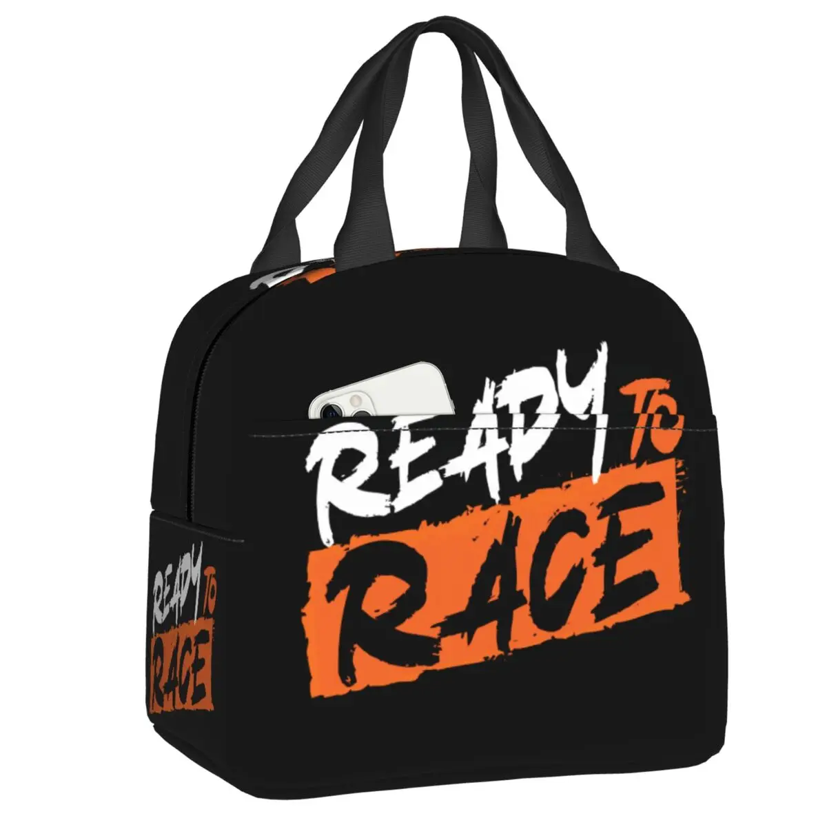 Custom Ready To Race Lunch Box Motorcycle Rider Racing Sport Cooler Thermal Food Insulated Lunch Bag Portable Picnic Tote Bags