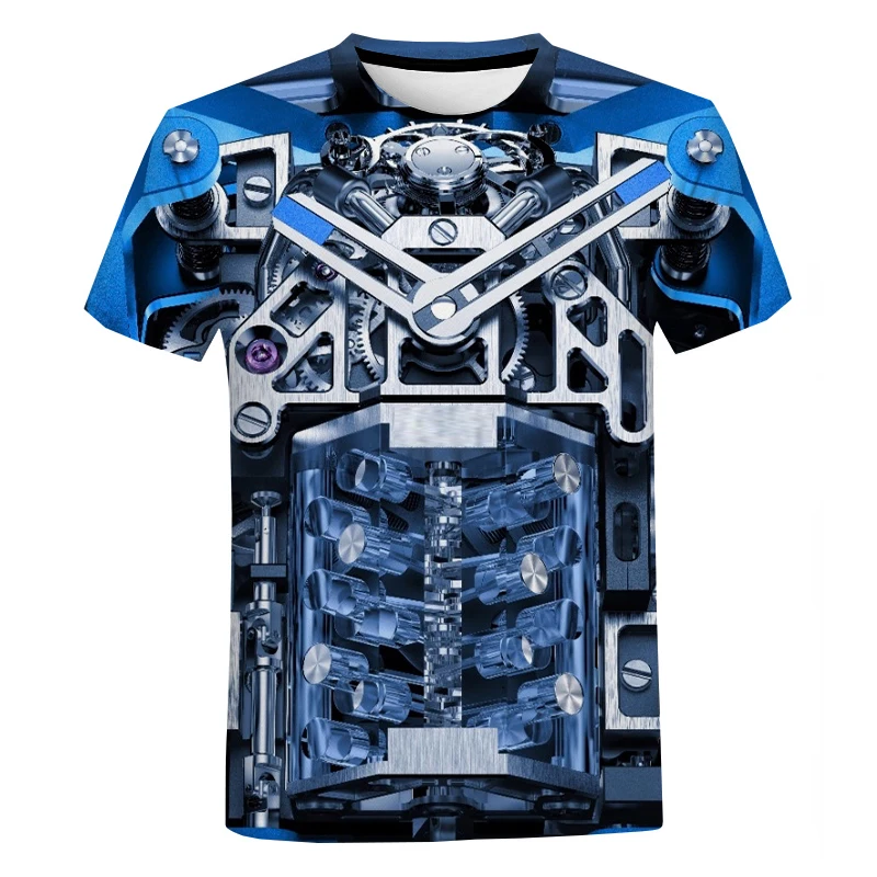 Engine 3D T-shirt Supercar Engine Mechanical Print Harajuku Style T Shirt Men Women Summer Fashion Casual Short Sleeve Cool Tops