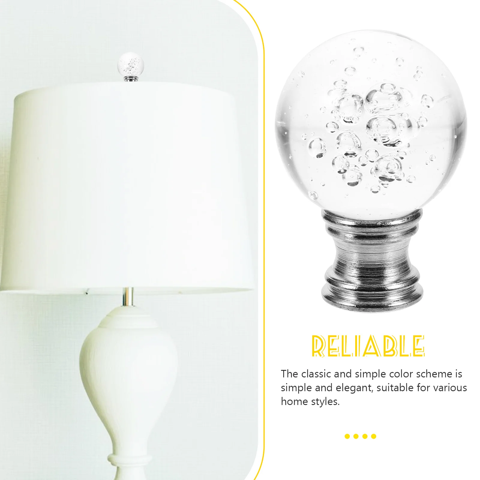 

Ball Shape Finial Cap Tapped Harp Lamp Knob Decor For Table Floor Lamp Metal Acrylic Modern Light Decoration