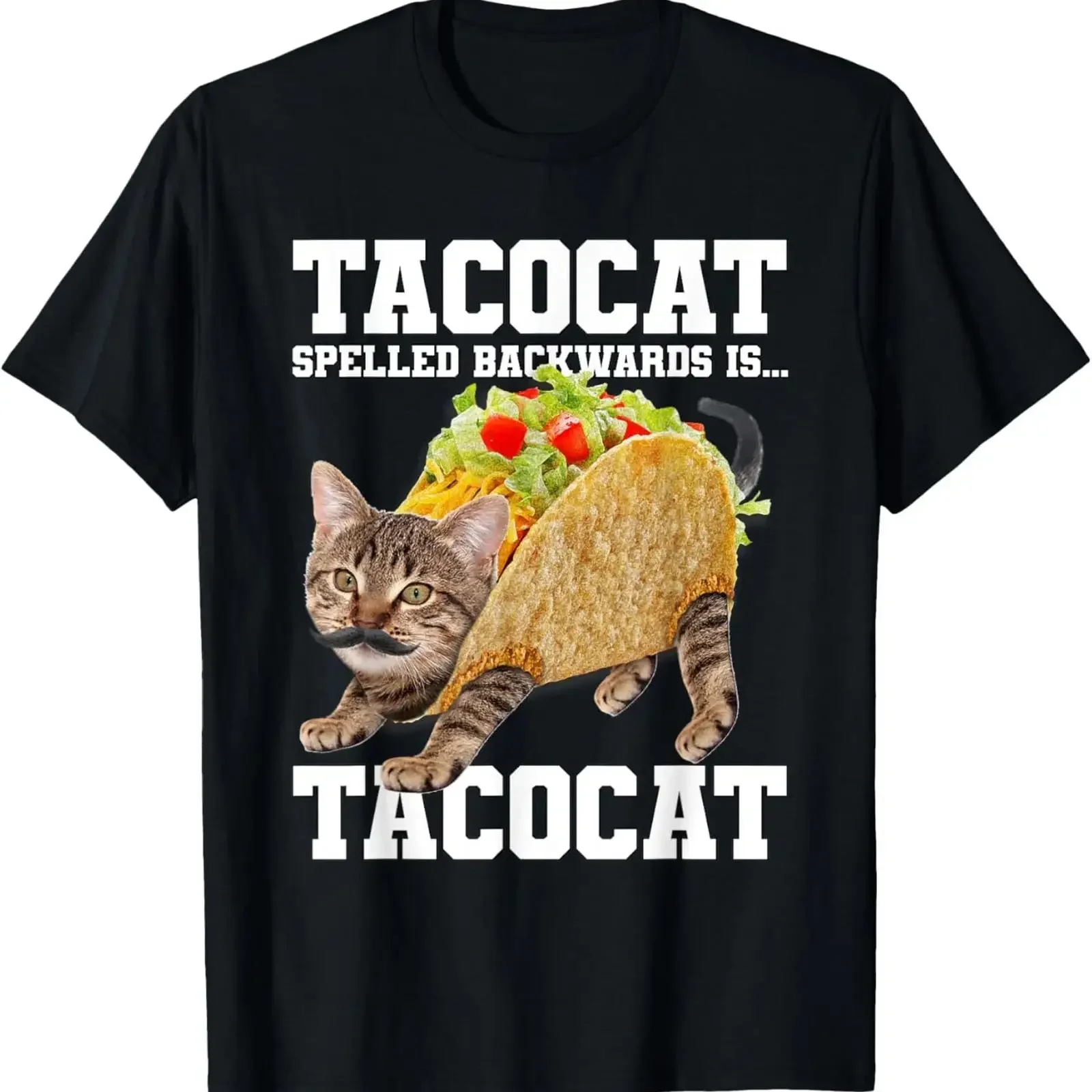 T Shirt Taco Cat Spelled Backwards is Tacocat Meme Silly Lover vintage Washed Unisex Versatile fashion Slightly