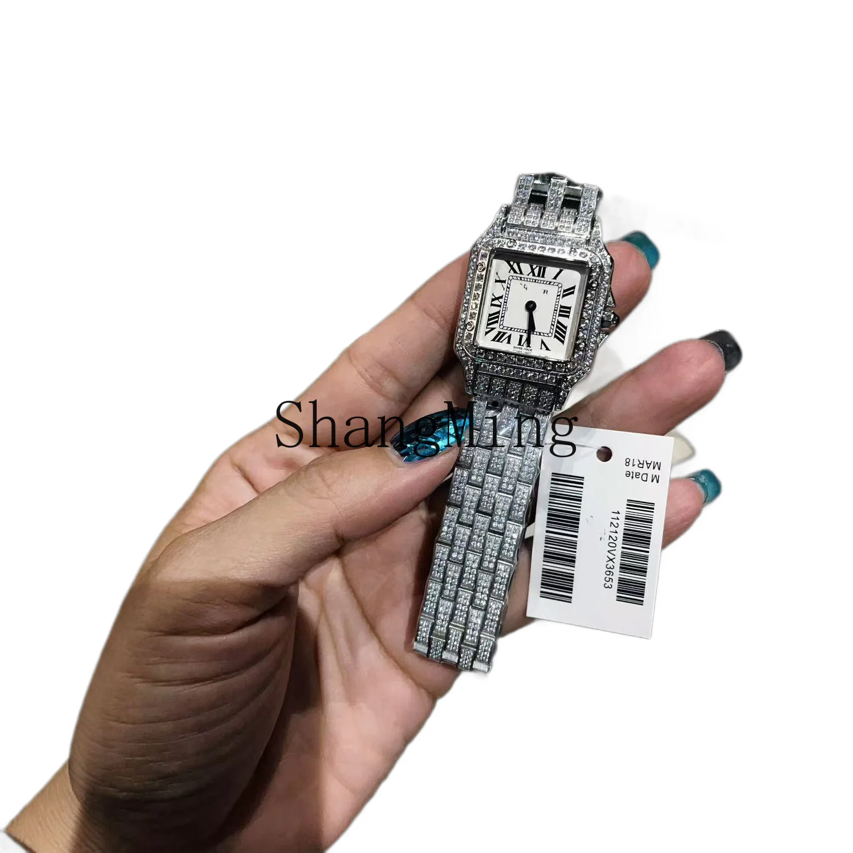 

DSA gold full diamond women's watch exquisite diamond-encrusted watch square steel belt women's quartz watch