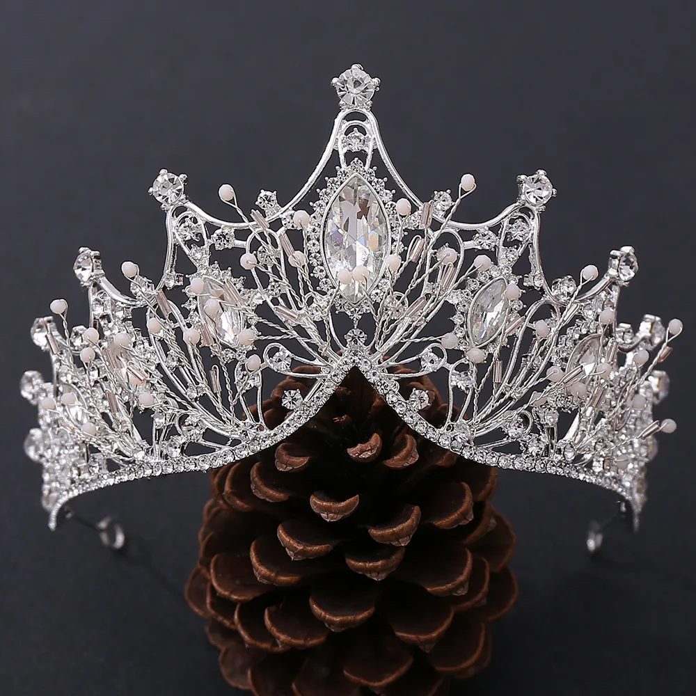 Baroque Vintage Purple Crystal Beads Bridal Tiaras Crown Bride Hairband Black Rhinestone Pageant Diadem Wedding Hair Accessories