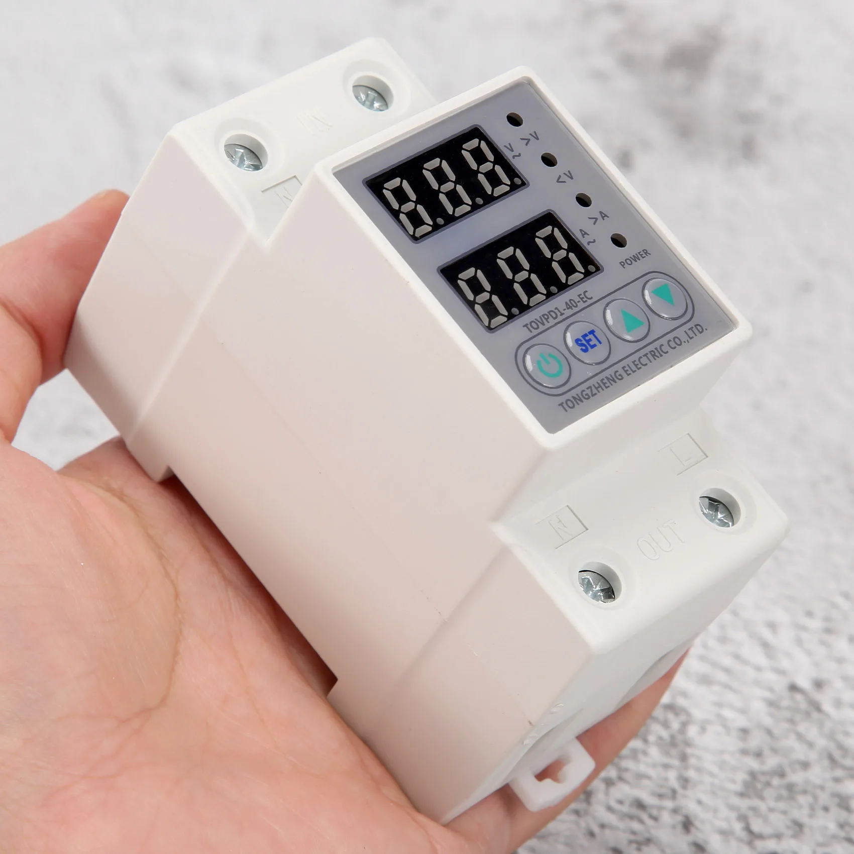 Din Rail Dual Display Adjustable Over Voltage Current And Under Voltage Protective Device Protector Relay 220V 230V-AT64