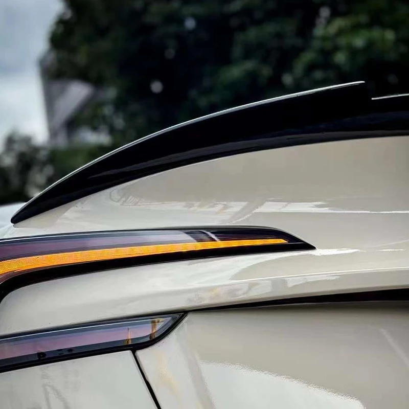 Dla Tesla 2024 Model 3 highland Wzór włókna węglowego Pokrywa bagażnika Spoiler Skrzydło Klapa tylnej klapy samochodu Dekoracja nadwozia Akcesoria ABS — zdjęcie 4