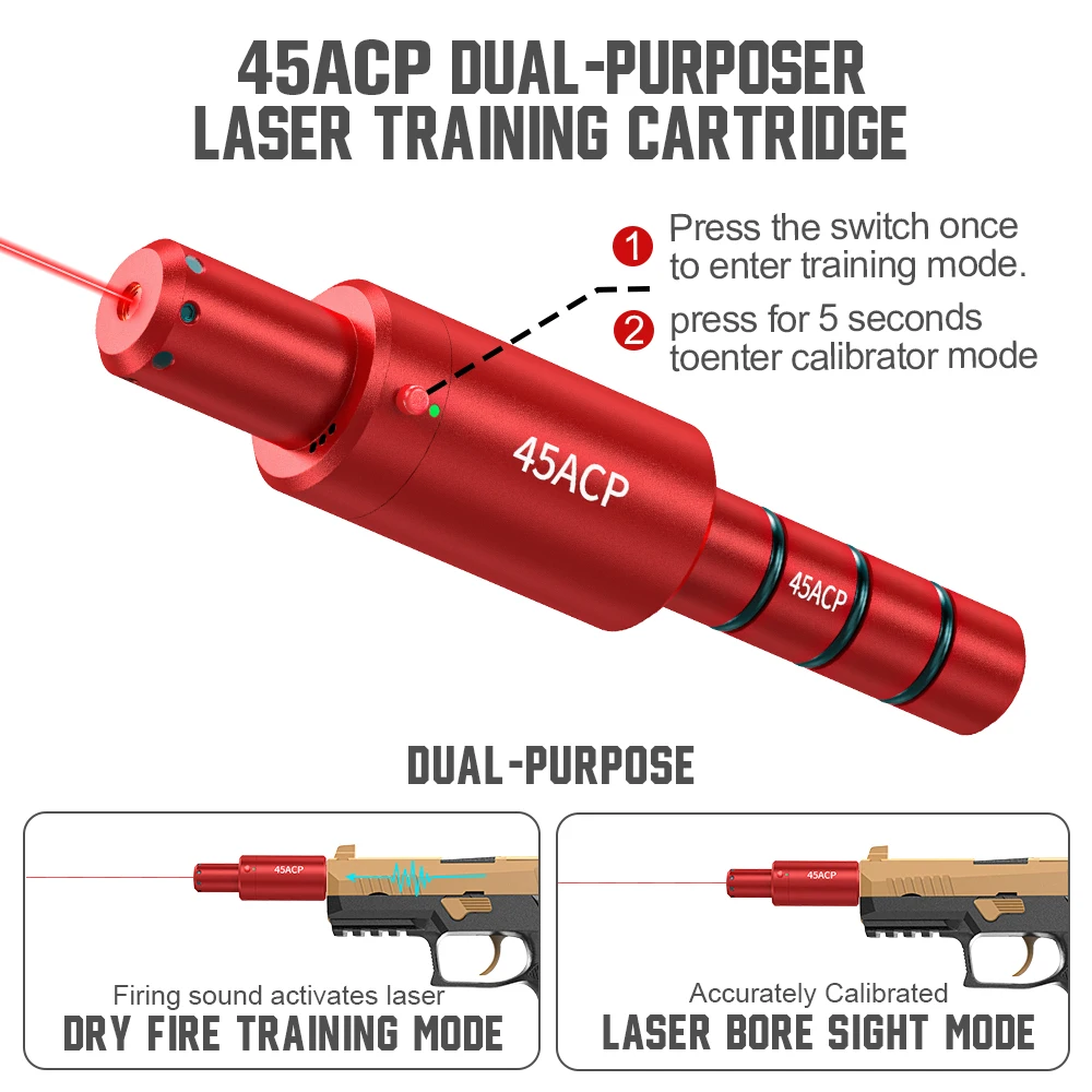 45ACP dual-purpose magnetic suction laser training bullet, red dot laser training bullet, dry powder laser training bullet