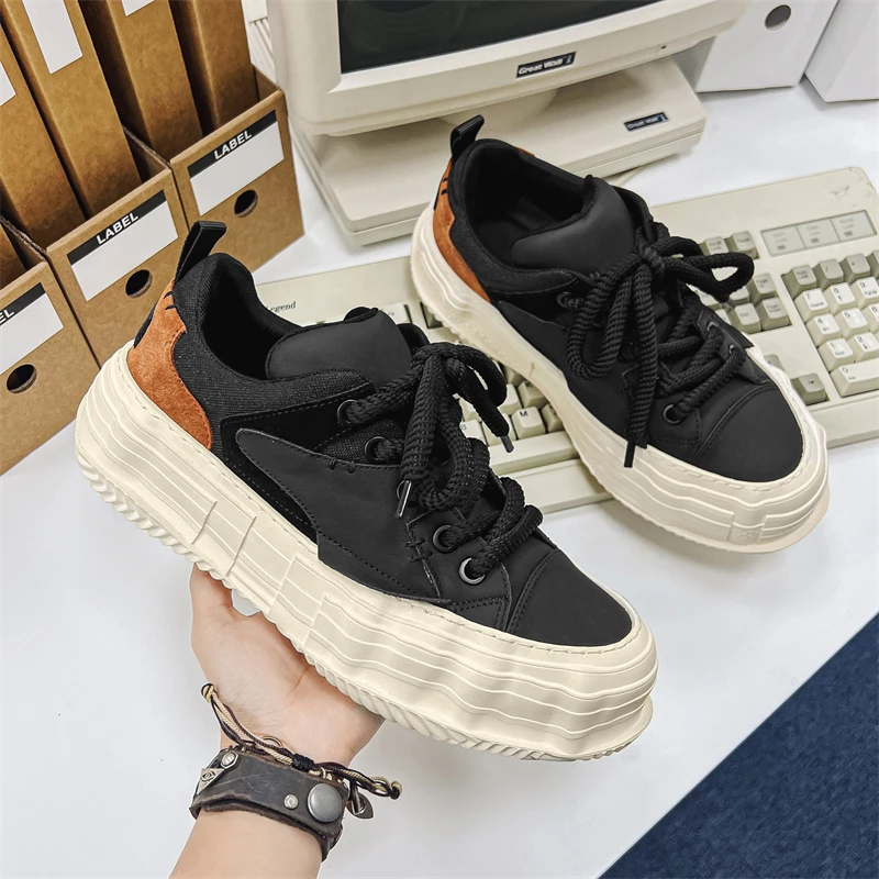 

Hot sale Classic Black Canvas Shoes Men Spring Summer Platform Canvas Sneakers Men Comfort Low-top Mens Vulcanized Shoes