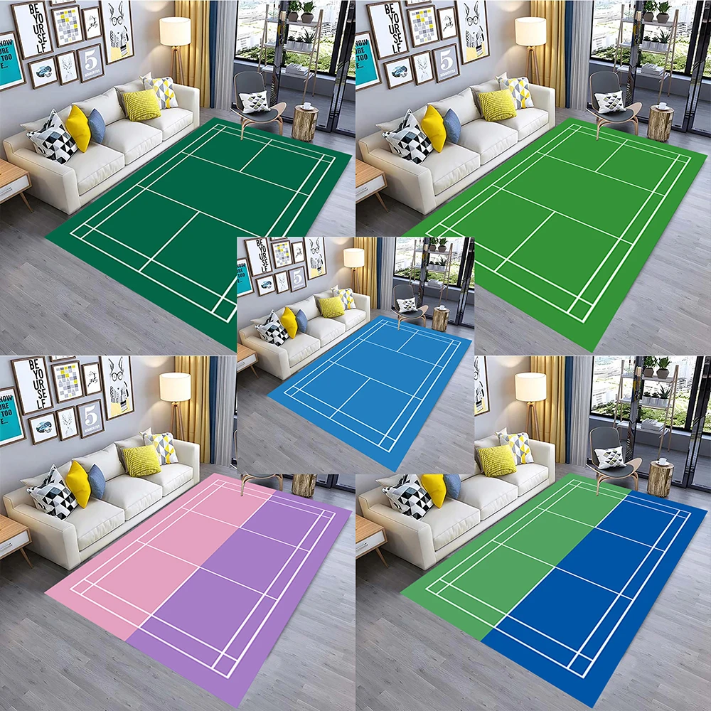 

Trend Multi-color Badminton Sports Carpet for Living Room Decor Lounge Sofa Area Rug Bedside Nonslip Rug Sports Lover Kid's Gift