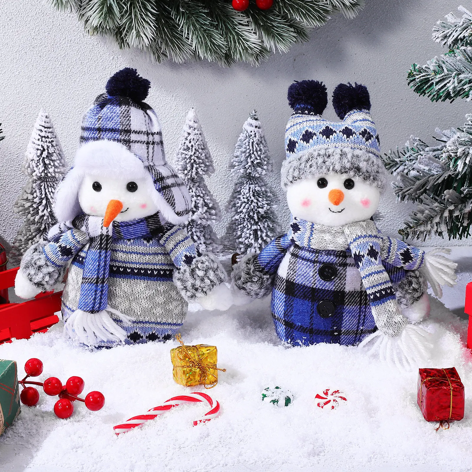 

2 шт. Новогодние украшения-снеговики для вечеринки, мягкие декорации для стола, домашние украшения-снеговики, рождественские мягкие игрушки