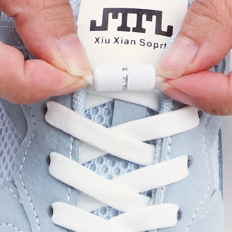 Elastic Laces Sneakers No Tie Shoe laces Capsule Lock Shoelaces Without ties Kids Adult 0.8cm Flat Shoelace for Shoes 1Pair