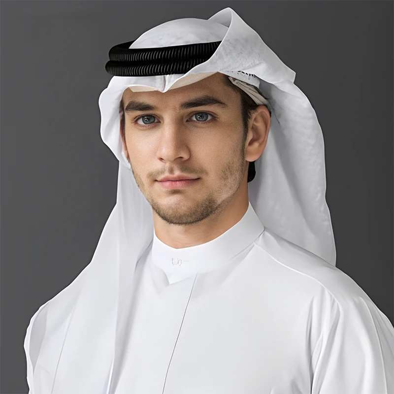 

Men's Muslim Headscarf Plaid Print Middle East Dubai Saudi Arabia Palestinian Headdress Islamic Prayer Headscarf