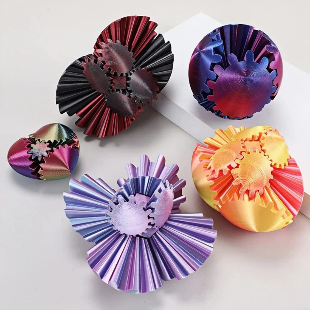 3D Printed Gear Ball Spin Ball Decompression Gear Ball Fingertip Relieve Anxiety Rotating Toy Home Decoration Ball Gift