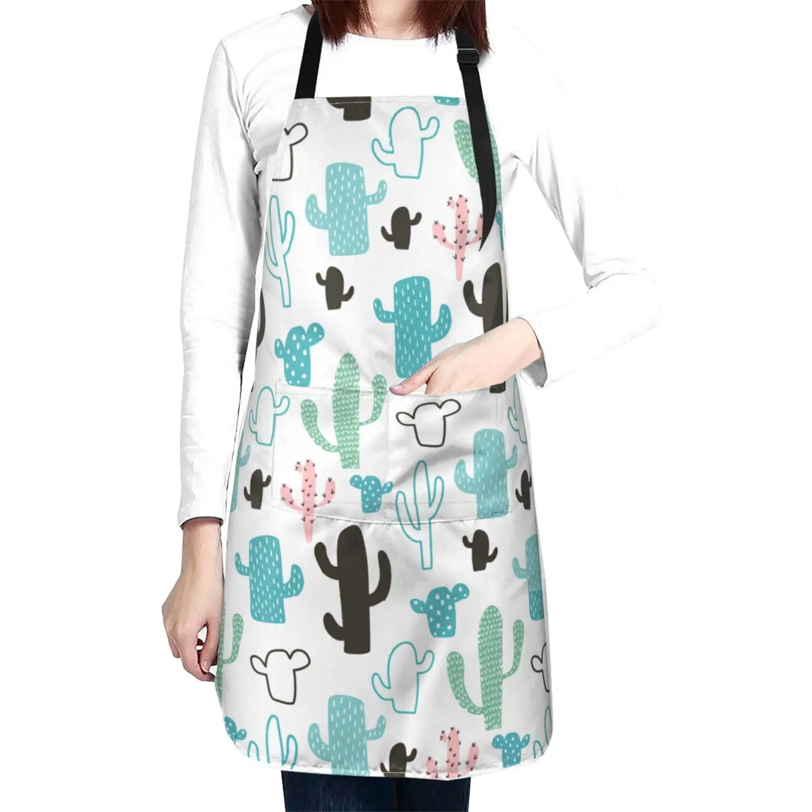 

Succulent Plants Aprons Cactus Aprons with Pockets and Adjustable Cute Apron for Gardening Cooking Kitchen