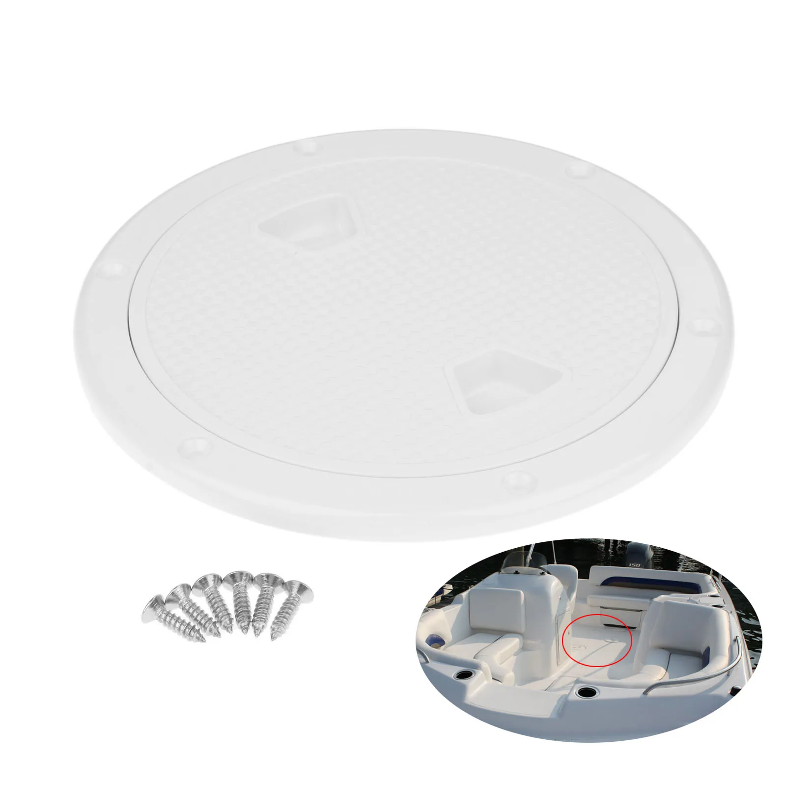 

Морская лодка, круглая 6-дюймовая крышка люка, винтовая пластина для осмотра палубы, пластиковая палубная пластина, инспекционный люк, аксессуары для гребных лодок