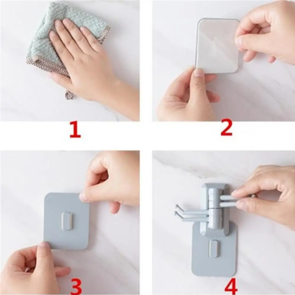 Kitchen Bathroom Wall Mount Self Adhesive Hooks Rotary Towel Sundries Hanger Wall-Mounted Shelf Sundries Organizer