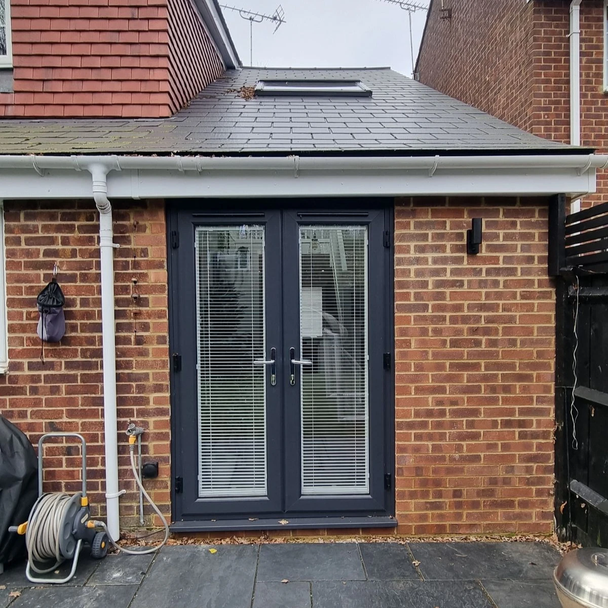 Patio Black Aluminum Frame Double Door Thermal Break Front Tempered Glass Low Track Aluminum Double Glass French Doors Finished