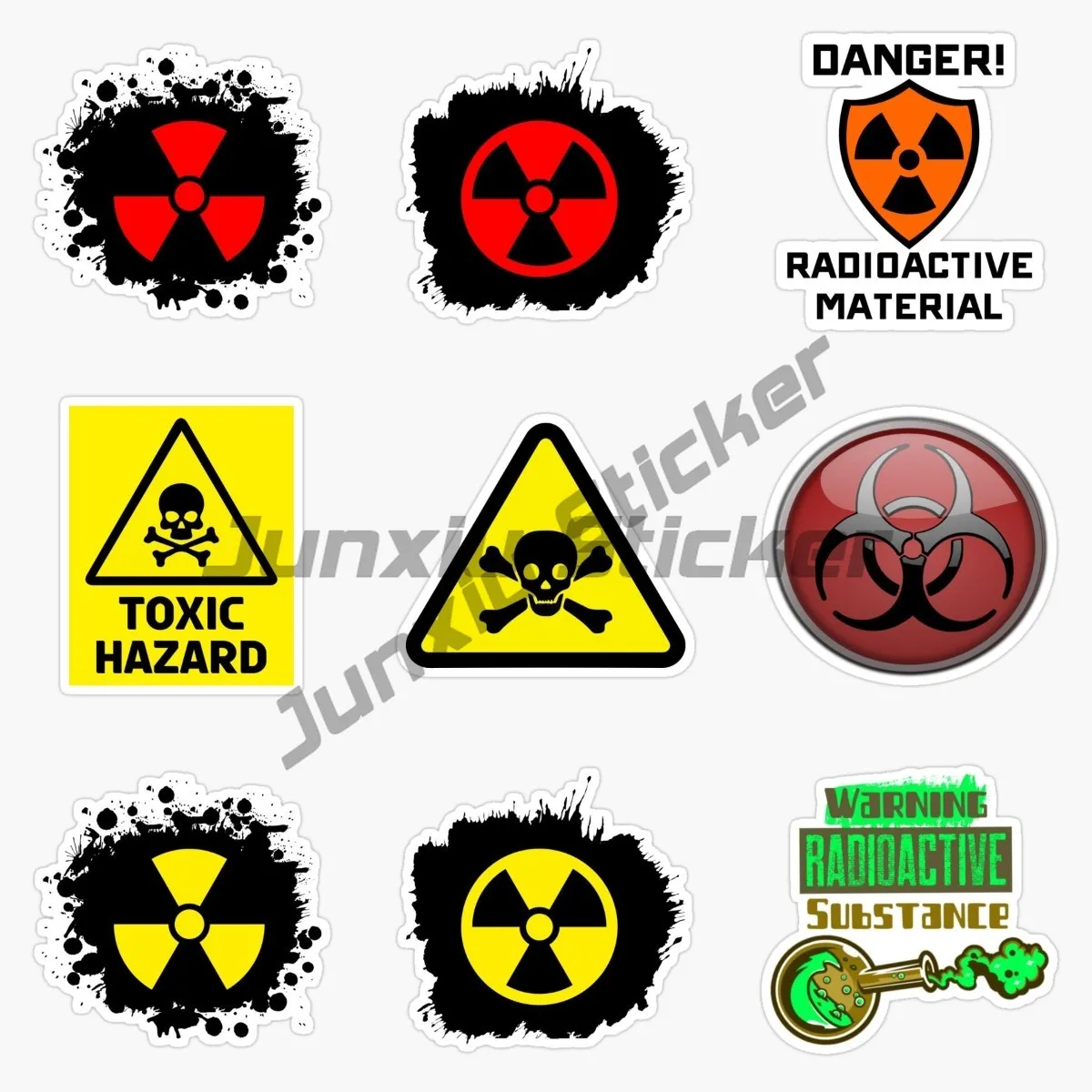 Attention Radioactive Nuclear Radiation Car Stickers Moto Bumper Window Car Accessories Vinyl Self-adhesive Decals