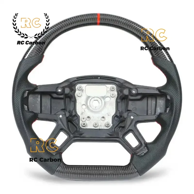 Real Carbon Fiber Perforated Leather Steering Wheel For Land Rover Defender 90 110 L663 2020-2024 Racing Steering Wheel