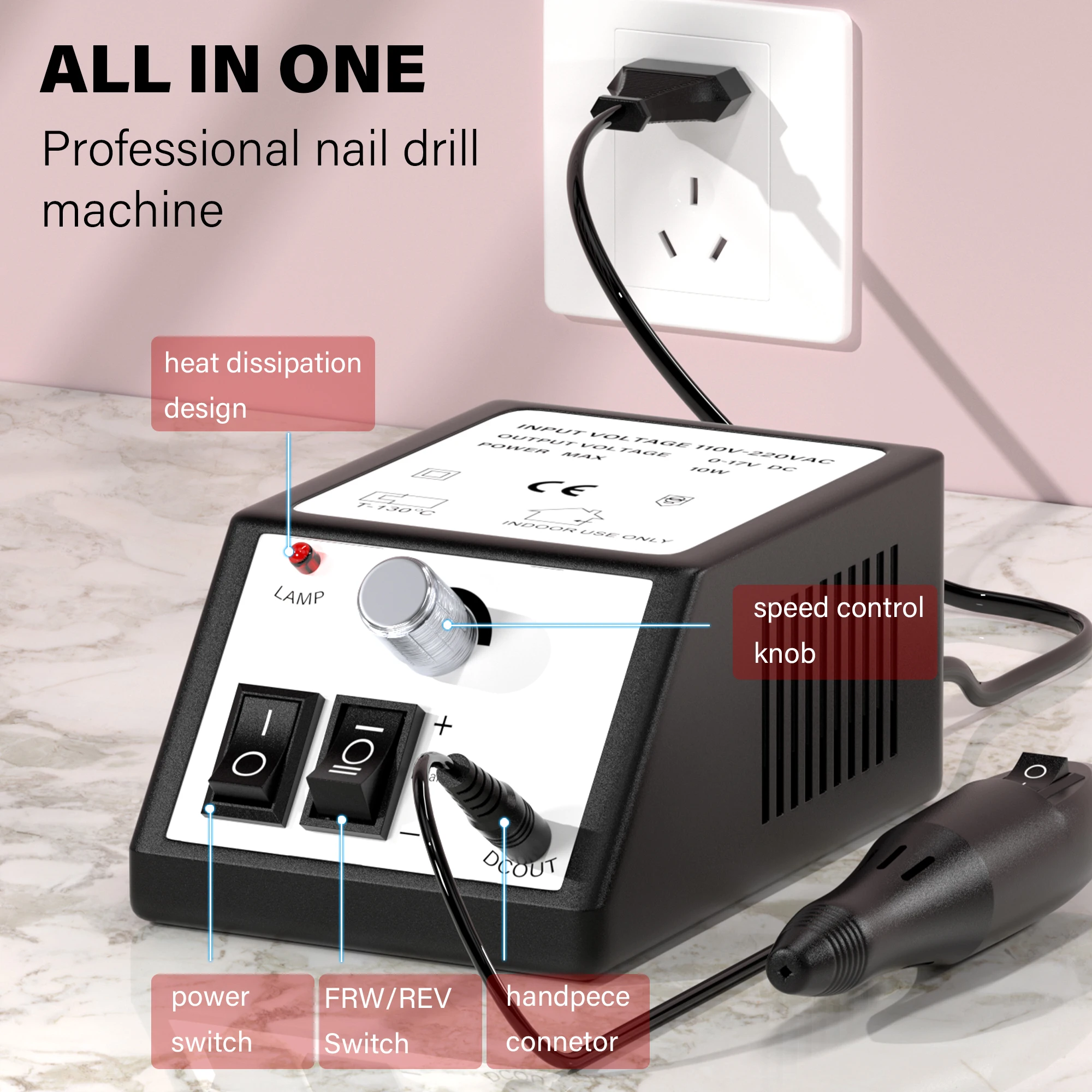 20000RPM Electric Nail Drill Machine With Nail Drill Bits Set Nail Files Drill Bits Gel Polish Remover Tools