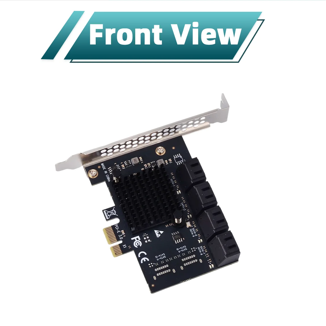 PCIe To SATA 3.0 Expansion Card 10-Port 24 / 20 / 16 / 12 / 8 / 6 Port SSD Solid State Drive Adapter Card Driver-Free x1 x4 x16