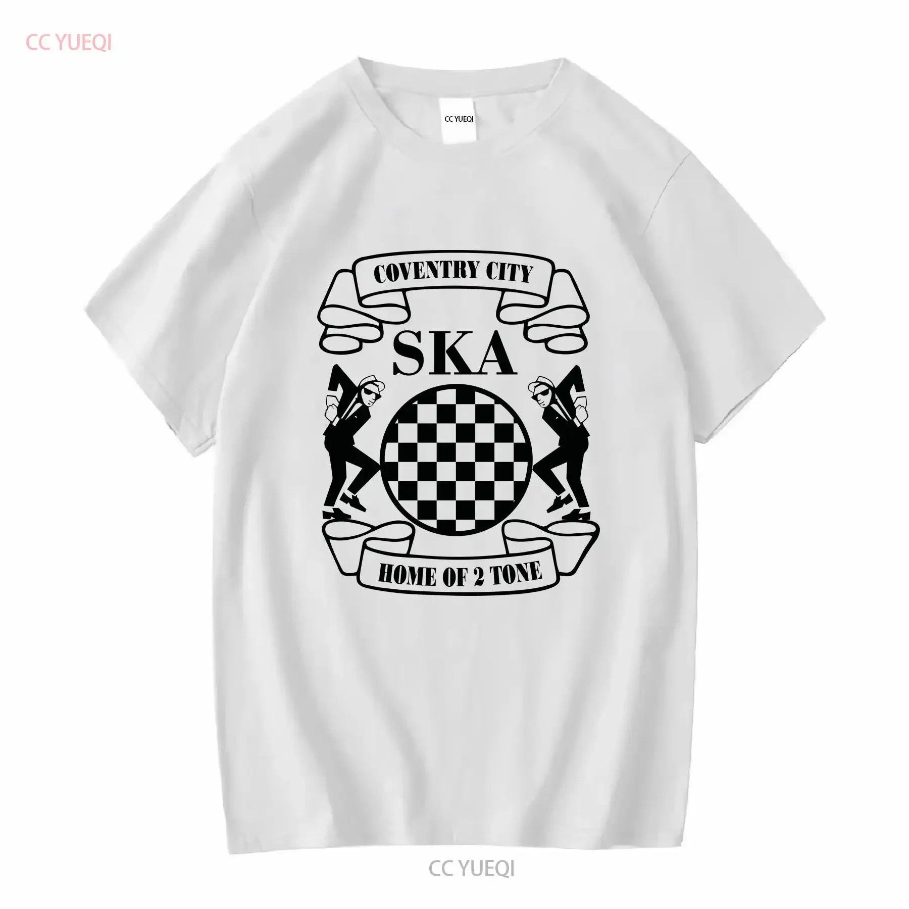Home of SKA Coventry City DTG T Shirt Rude Boy 2 Tone Reggae Black and White Check long or short sleeves vintage Washed homme