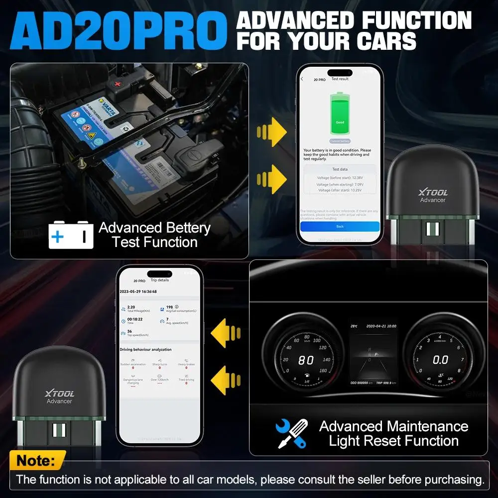 XTOOL AD20PRO OBD2 Bluetooth Scanner ad20 pro OBD2 Car Diagnostic Tool Fault Code Reader Oil Reset Battery Test For All Car